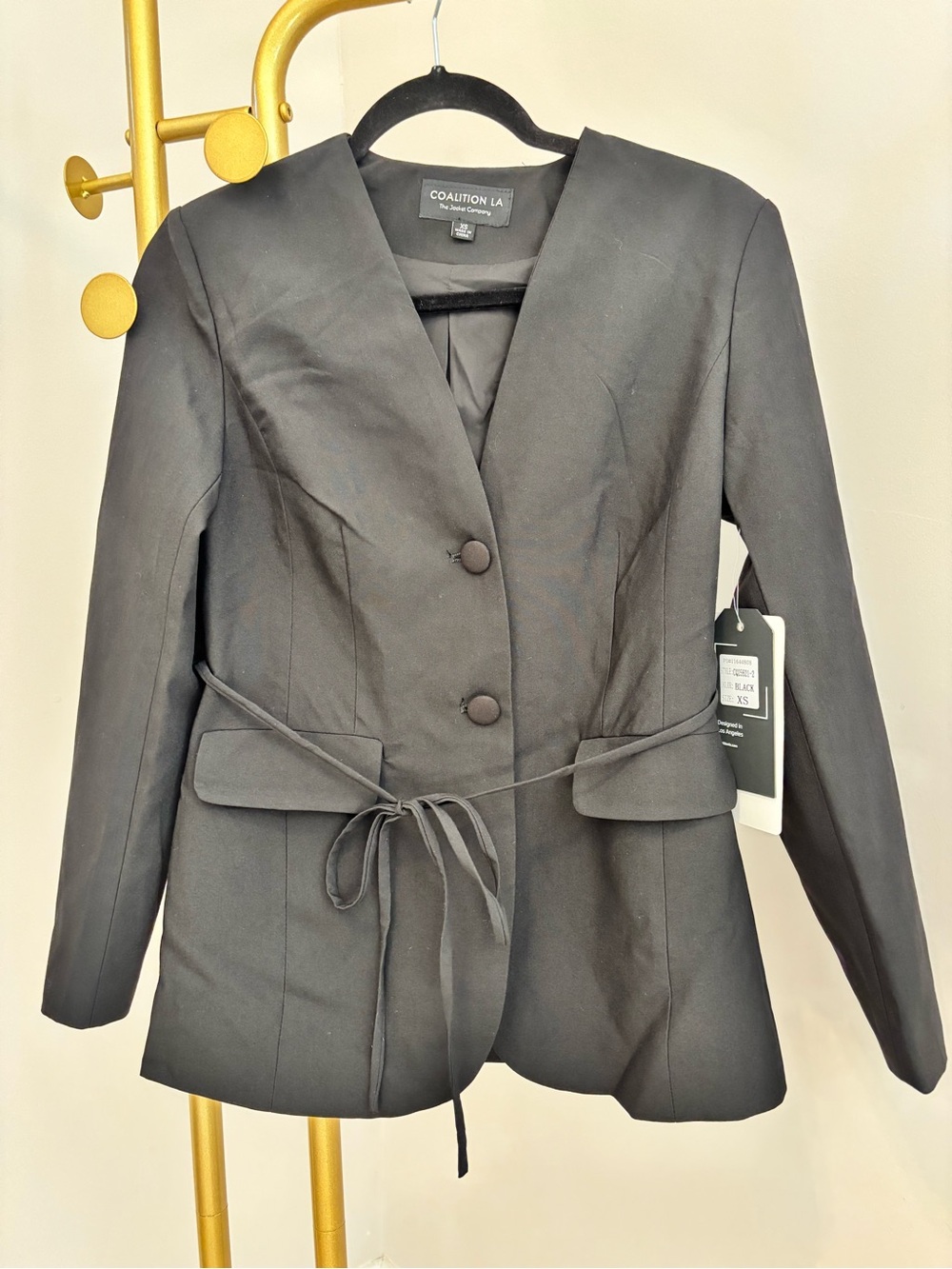 Coalition LA Black Belted Notch-Neck Blazer